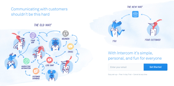 intercom의 랜딩 페이지