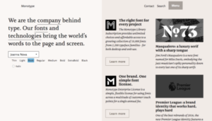 Monotype의 랜딩 페이지